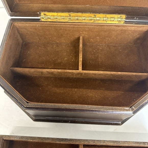 Vintage Jewelry Keepsake Necklace Box Medium Wooden Treasure Chest Storage - Picture 7 of 12